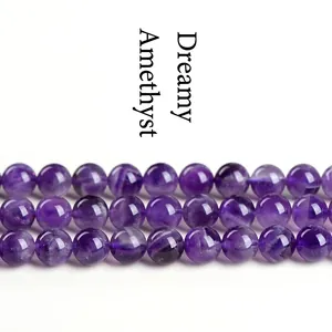 Perline Sciolte Tonde in Cristallo di Ametista Naturale per Creazione Gioielli DIY Filo di Pietra Viola Lucidata per Bracciale Collana