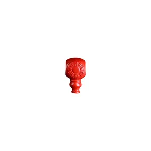 Cuenta roja de tres vías en cinabrio con grabado tradicional Bagua para joyería