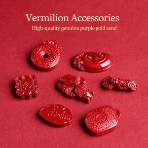 Cinnabar Purple Gold Sand Pendant Chinese Style Ruyi Peace Lock Fish Charms For Jewelry Making DIY Handcrafted Women Accessory