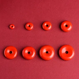 Red Cinnabar Pingan Buckle Donut Pendant DIY Jewelry Accessories Polished Round Ring Charm For Necklace Bracelet DIY Making