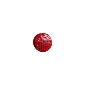 Red Cinnabar bead with Fu character carving for DIY jewelry and bracelets