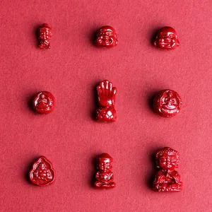 Natural Cinnabar Purple Gold Sand Buddha Head Charms Carved Lotus Hand Accessories For DIY Jewelry Making Bracelet Necklace Making