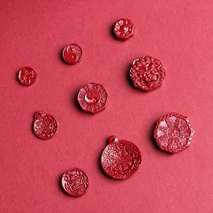 Pendentifs chinois en cinabre avec symboles Tai Chi Bagua et perles de dragon pour bijoux
