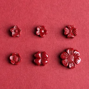 Cinnabar Purple Gold Sand Flower Pendants For DIY Jewelry Making Floral Charms Ethnic Style Beads For Bracelet Necklace