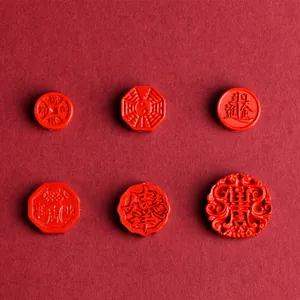 Cinnabar Pendants Chinese Style Red DIY Jewelry Accessories For Necklace Bracelet Making Bagua Lucky Characters Relief Carving Handmade Pendant