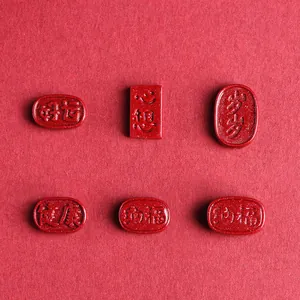 Pendentifs de Chance en Cinabre Rouge Sculpté Pour Fabrication de Bijoux DIY Charmes en Sable de Cinabre Or Pourpre Vintage Accessoires de Création
