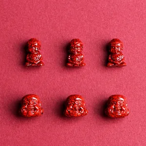 Red Cinnabar Buddha Head Loose Beads Polished Religious Style Charms For Jewelry Making DIY Handcrafted Necklaces Accessories