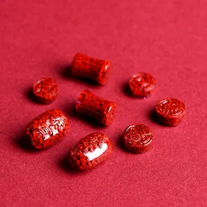 Ensemble de perles de cinabre rouge avec caractères de chance chinois pour bijoux