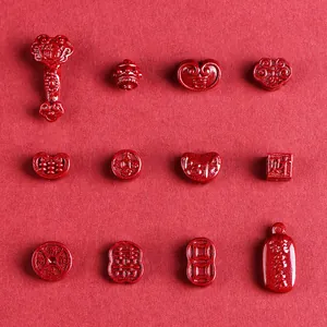 Cinnabar DIY Jewelry Making Accessories Purple Gold Sand Beads Traditional Chinese Auspicious Ruyi Coin Heart Lotus Pendants For Bracelet Necklace Handmade Components