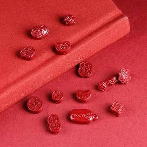 Traditional red cinnabar charms for DIY bracelets with Ruyi and Fortune symbols