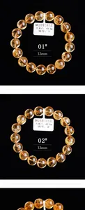Detail van 12mm natuurlijke citrien armband met 6A-kwaliteit en interne edelsteenstructuur