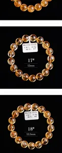 Macrodetail van natuurlijke 12mm gele citrienkwarts armbanden op een donkere basis