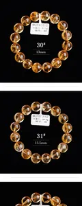 Detailweergave van 13mm en 13,5mm citrien armbanden met natuurlijke ijskristallen binnenin