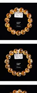 Macro-opname van 14mm natuurlijke gele kristallen kralenarmbanden met heldere textuur