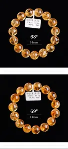 Macro-detail van 14mm natuurlijke citrien kristallen armband met gouden insluitsels
