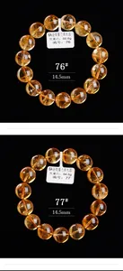 Macro-detail van 14,5mm natuurlijke geel citrien armbanden met kristallen kralen