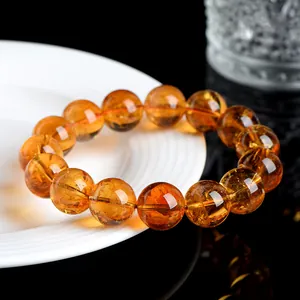 Natuurlijke gele citrien kralenarmband 7A kwaliteit met hoge transparantie en glans