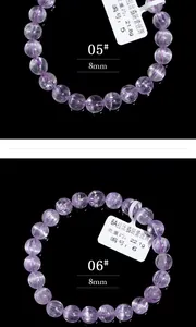 Detailansicht von 8mm Kunzit-Perlenarmbändern mit Katzenaugeneffekt und Seidenstruktur