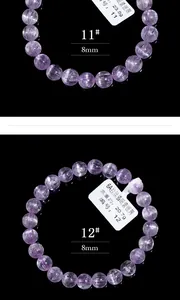 Detailansicht von 8mm Kunzit-Armbändern mit Seiden-Katzenaugeneffekt auf schwarzem Grund