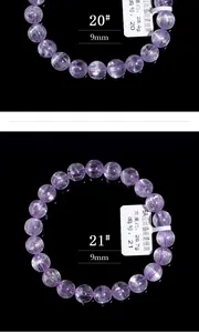 Makro-Detail von lila Kunzit-Armbändern mit Katzenaugeneffekt auf schwarzem Hintergrund