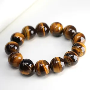 Natural Yellow Tiger Eye Stone Beaded Bracelet For Men Women Healing Energy Cat Eye Effect Handmade Jewelry Ethnic Gift