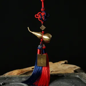 Traditioneller Messing Kalebasse Anhänger mit handgefertigtem Knoten und Quasten