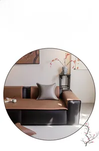 Close-up of cool PE vine woven sofa mat with breathable texture and retro Chinese style