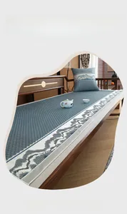 Detail of New Chinese style ice silk sofa mat with ink landscape pattern and pillows