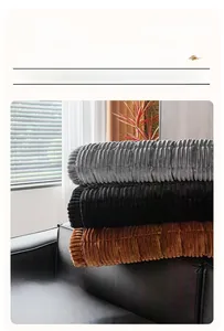 Detail of thickened striped flannel sofa cover in gray and black with reactive dyeing texture