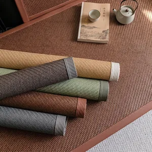Cooling PE ice rattan sofa mat with non-slip cross-weave texture in five modern colors