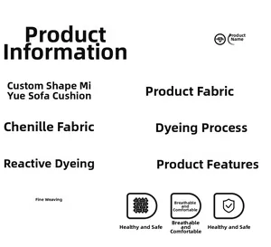 Detailed specifications of Chenille sofa cover showing fabric and reactive dyeing process