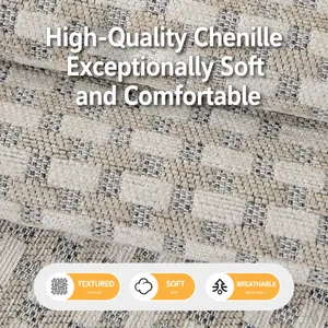 High weight chenille sofa cover with minimalist geometric texture in light grey and beige