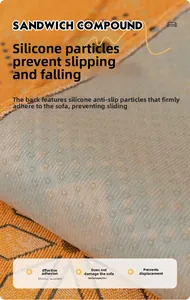 Macro view of non-slip silicone granules on the back of Bohemian chenille sofa cover