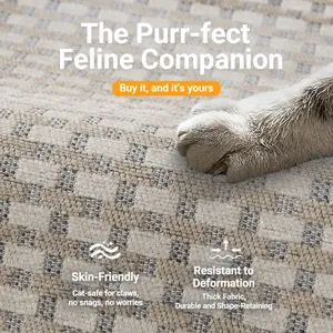 Textured chenille sofa cushion with breathable checkered fabric and durable weave pattern