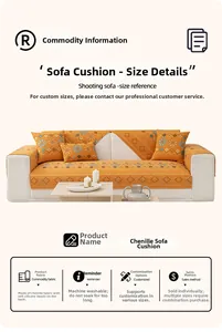 Detail of chenille sofa cover showing geometric snowflake patterns and non-slip backing