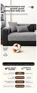 Detail of high-weight chenille sofa cover showing jacquard texture and anti-scratch fabric