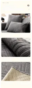Close-up of chenille sofa cover showing geometric diamond texture and anti-slip backing