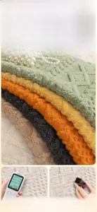 Macro detail of Nordic jacquard plush sofa cover with diamond texture and soft pile