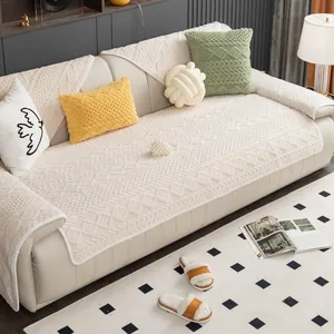 Thickened Shu Cotton Fleece Sofa Cushion Nordic Jacquard Anti Slip Sofa Cover For Living Room Four Seasons Warm Furniture Protector