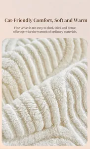 Detail of thickened cream velvet sofa cover with striped texture and thermal lining