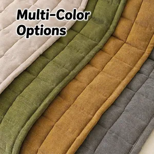 Thickened chenille sofa cushion with herringbone pattern and quilted design in multiple colors