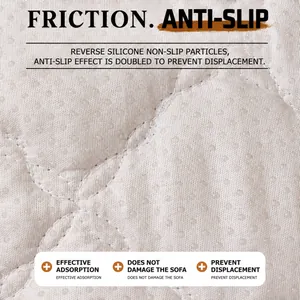 Non-slip plush sofa cover with anti-skid silicone dots on the back for furniture protection