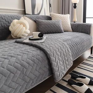 Modern Minimalist Milk Velvet Sofa Cushion Soft Thick Quilted Non-Slip Sofa Cover Warm Furniture Protector For Living Room
