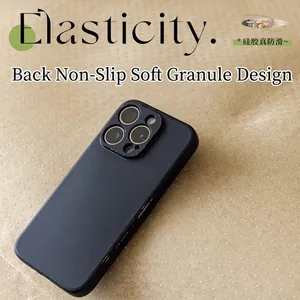 Matte black non-slip silicone phone case for iPhone Pro with textured elastic design