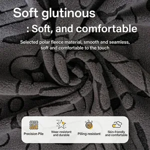 Deep grey polar fleece sofa cover with abstract lines showing thick and soft texture