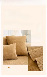 Detail of warm ginger velvet sofa cover featuring thick 3D bubble texture and soft plush fabric