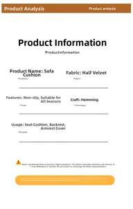 Detail specifications of anti-slip velvet sofa cushion with durable hemmed edge design