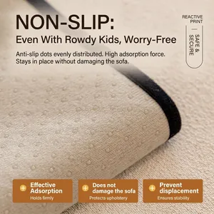 Thick beige irregular non-slip sofa cover cushion with silicone texture and black border