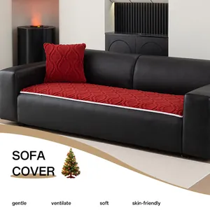 Non-Slip Cotton Fleece Sofa Cover Cushion Protective Slipcover Wave Pattern Quilted Soft Furniture Protector For Living Room Home