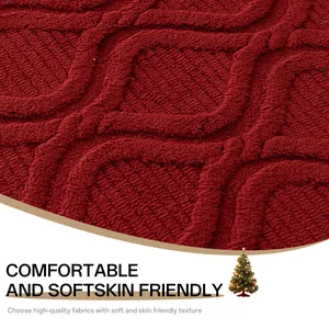 Deep red geometric texture sherpa sofa cover, non-slip and soft skin-friendly fabric